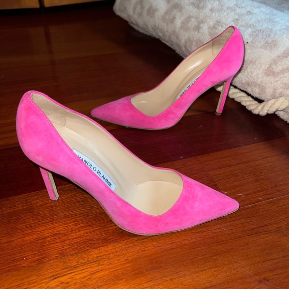 Manolo Blahnik BB 105 Pink Suede Pumps - Picture 3 of 8